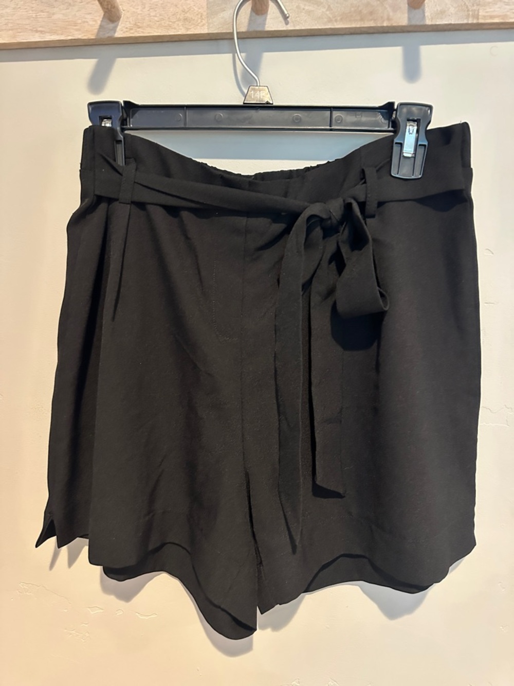 High-Waist Black Tie-Belt Women’s Shorts